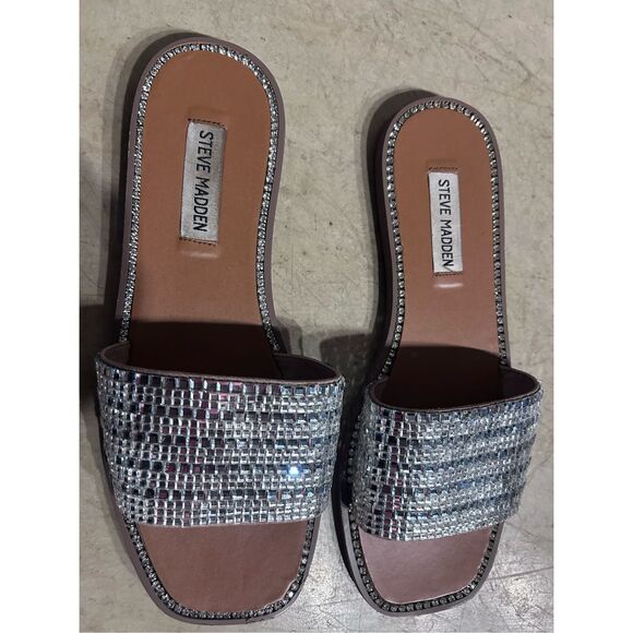 Steve Madden Mira Rhinestone Crystal Slide Slip On Dressy Sandals Size 9M - Picture 7 of 10
